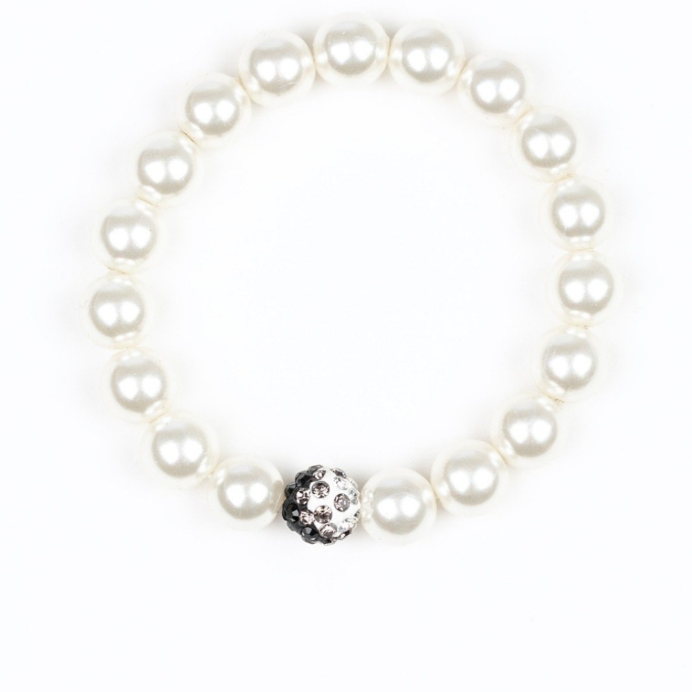 Paparazzi White Pearl Bracelet with Silver Bead Voila Fashion Jewelry